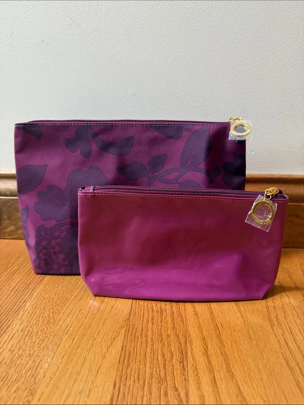 NEW Estée Lauder Make Up Bag Set Purple Floral Vacation Cruise Travel Toiletries